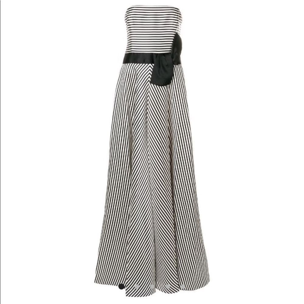 NWT Halston Heritage Cream and black faille Gown